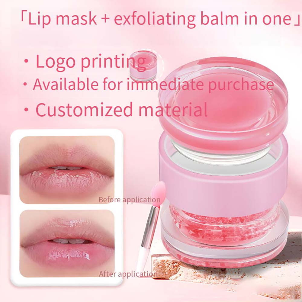 2 In 1 Lip Mask & Lip Scrub Lip Balm Exfoliation Moisturizing Lip Care With Lip Brush