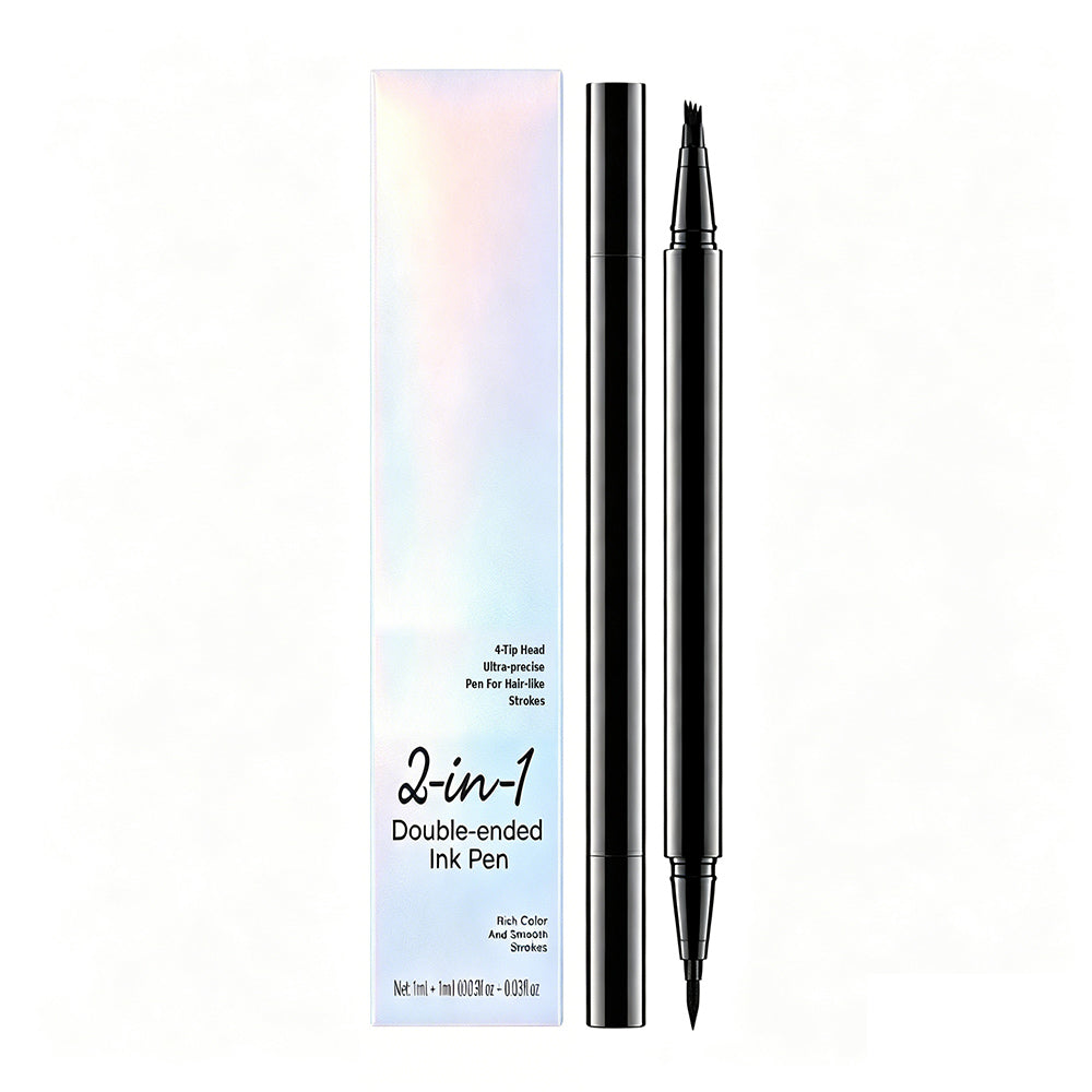 4 Color 2 In 1 Four-Pronged 4D Eyebrow Pencil Ultra-Fine Liquid Eyeliner Waterproof