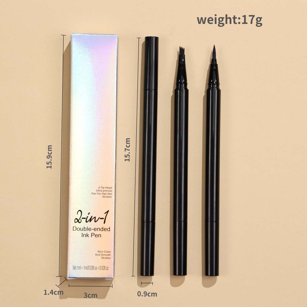 4 Color 2 In 1 Four-Pronged 4D Eyebrow Pencil Ultra-Fine Liquid Eyeliner Waterproof