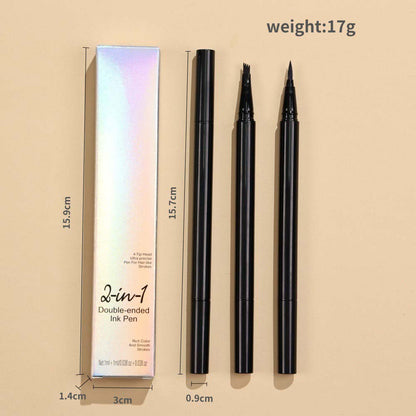 4 Color 2 In 1 Four-Pronged 4D Eyebrow Pencil Ultra-Fine Liquid Eyeliner Waterproof
