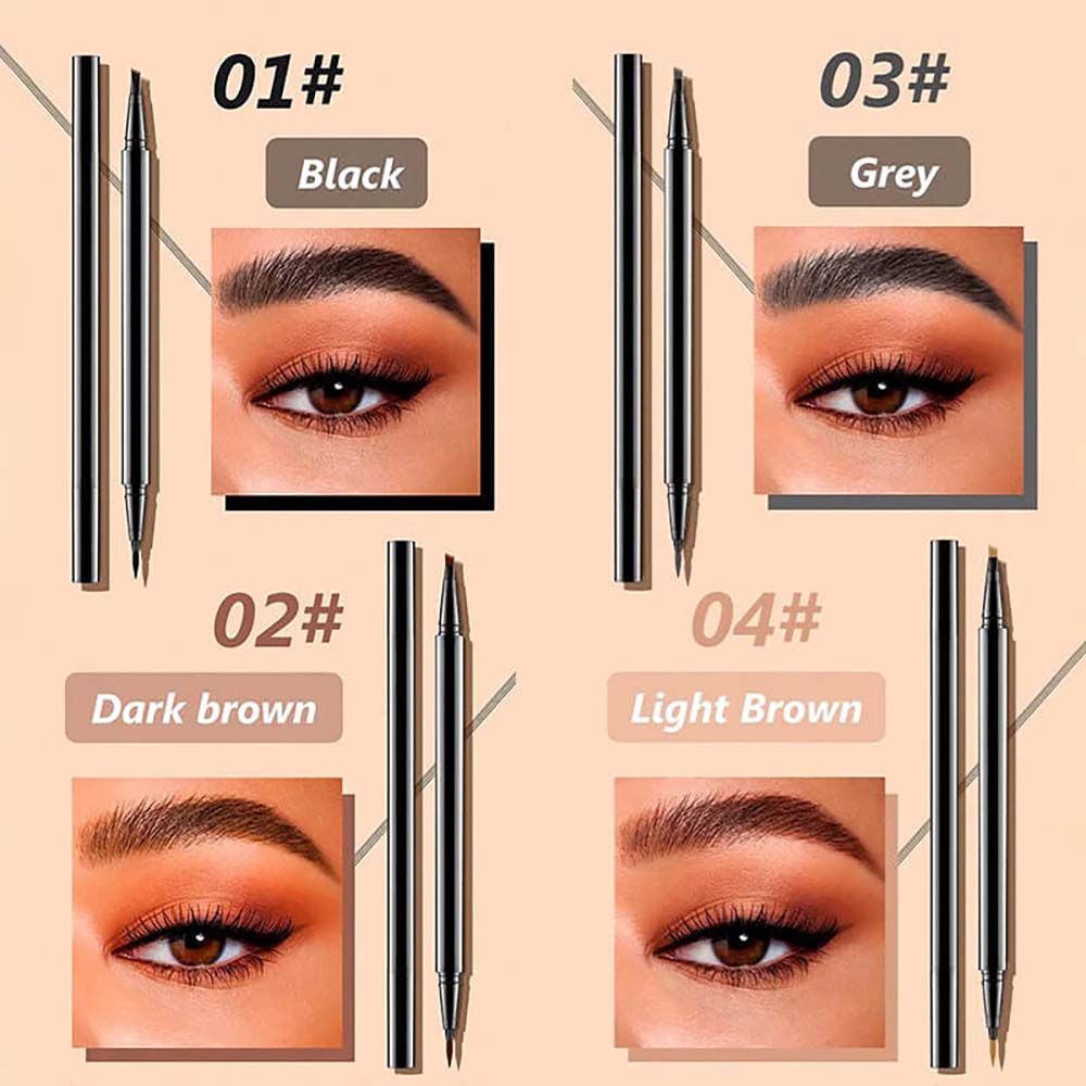 4 Color 2 In 1 Four-Pronged 4D Eyebrow Pencil Ultra-Fine Liquid Eyeliner Waterproof