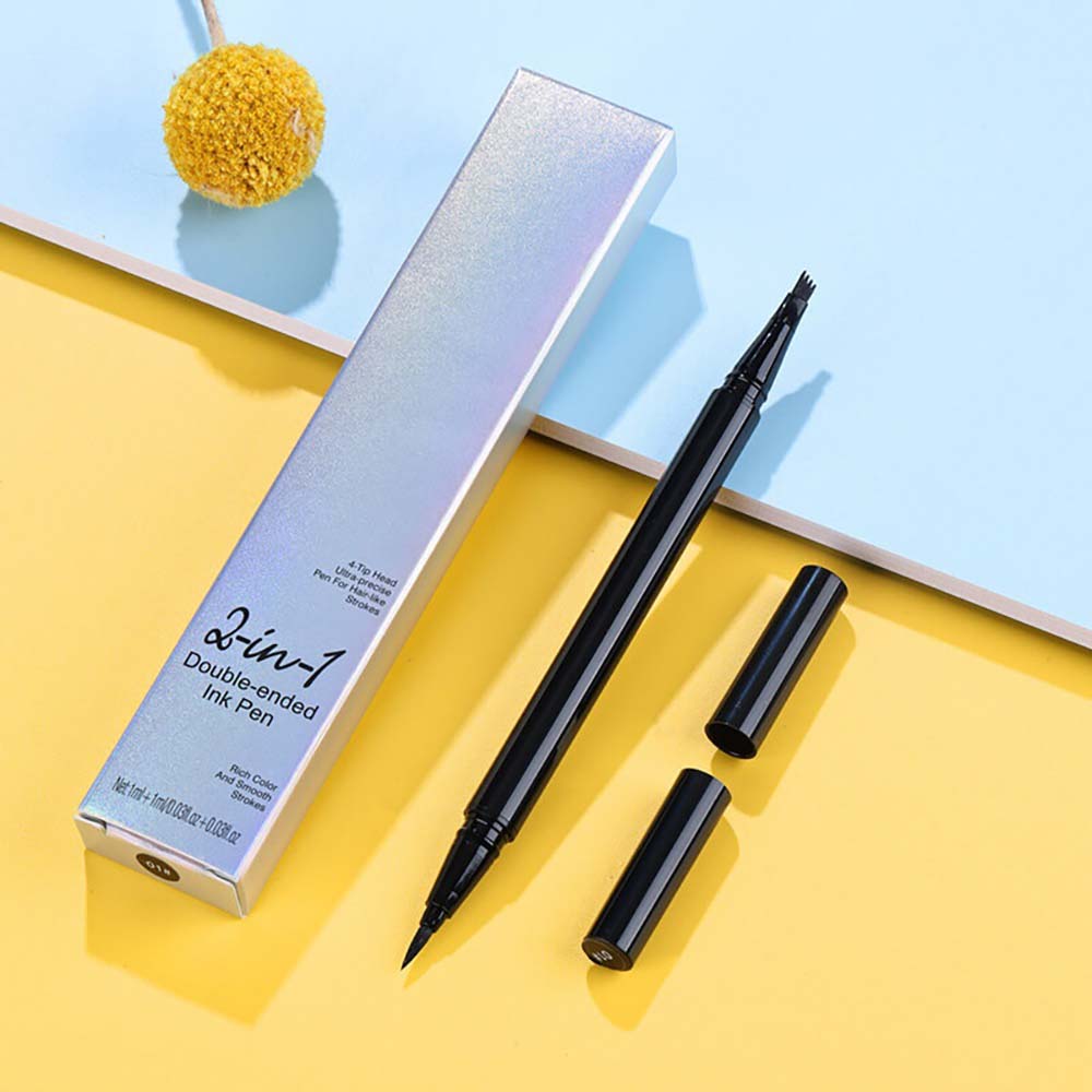 4 Color 2 In 1 Four-Pronged 4D Eyebrow Pencil Ultra-Fine Liquid Eyeliner Waterproof