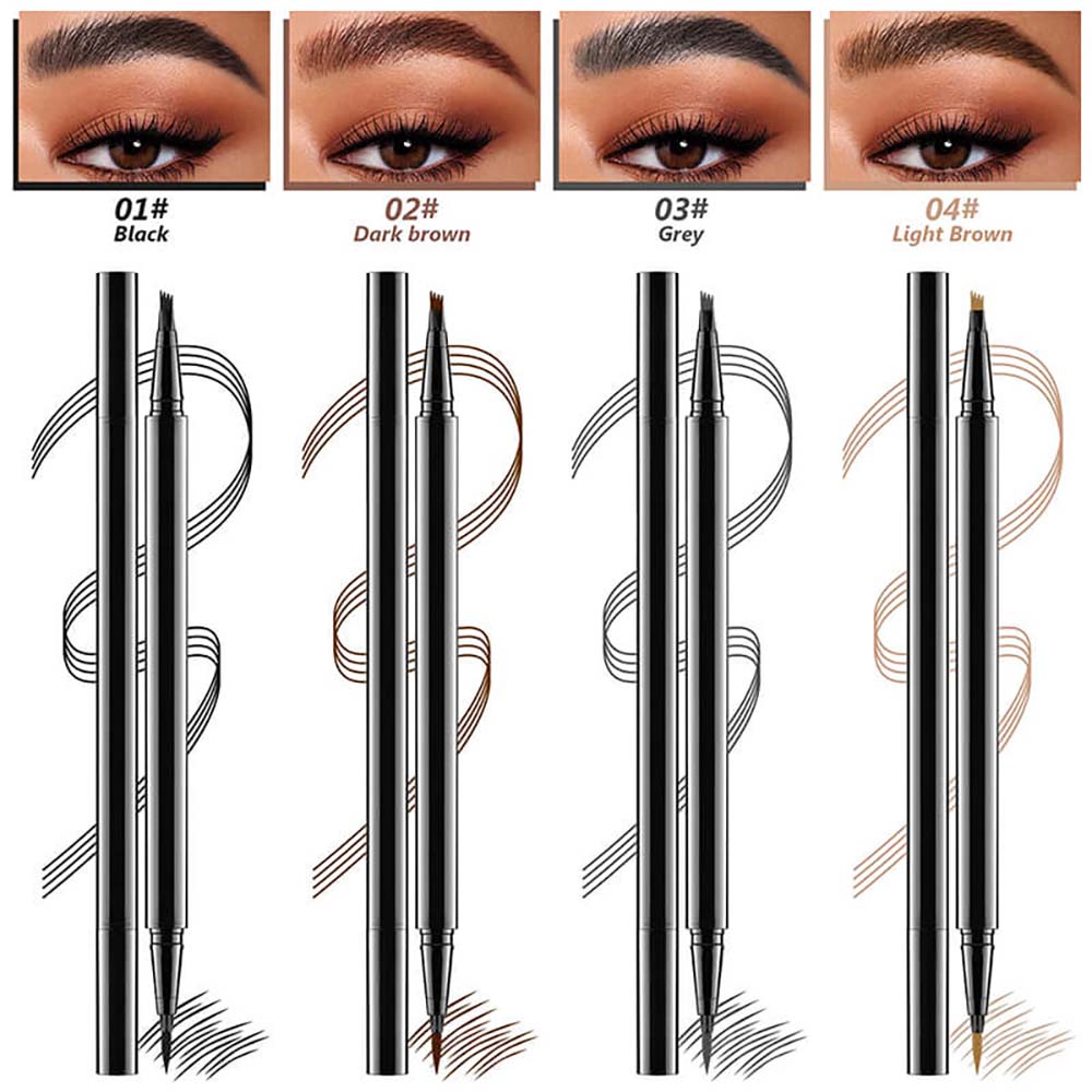 4 Color 2 In 1 Four-Pronged 4D Eyebrow Pencil Ultra-Fine Liquid Eyeliner Waterproof