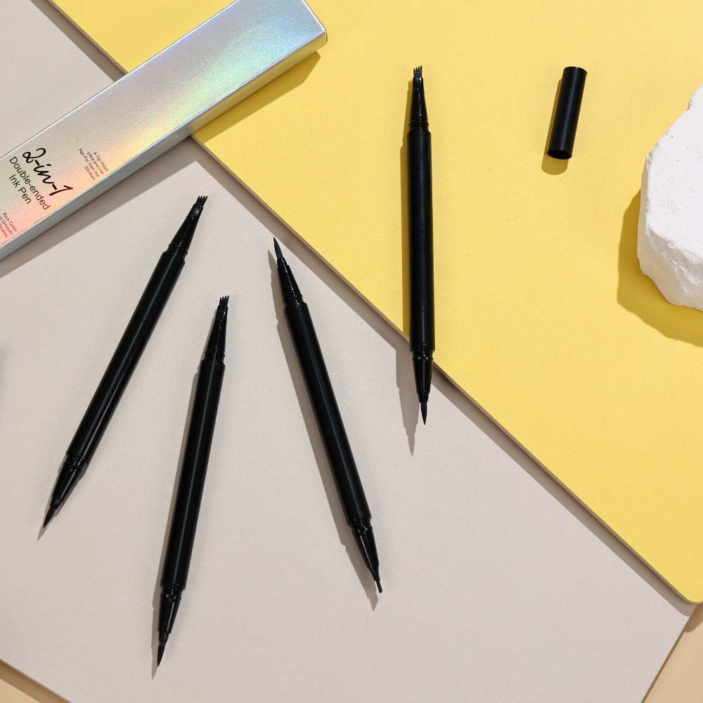 4 Color 2 In 1 Four-Pronged 4D Eyebrow Pencil Ultra-Fine Liquid Eyeliner Waterproof