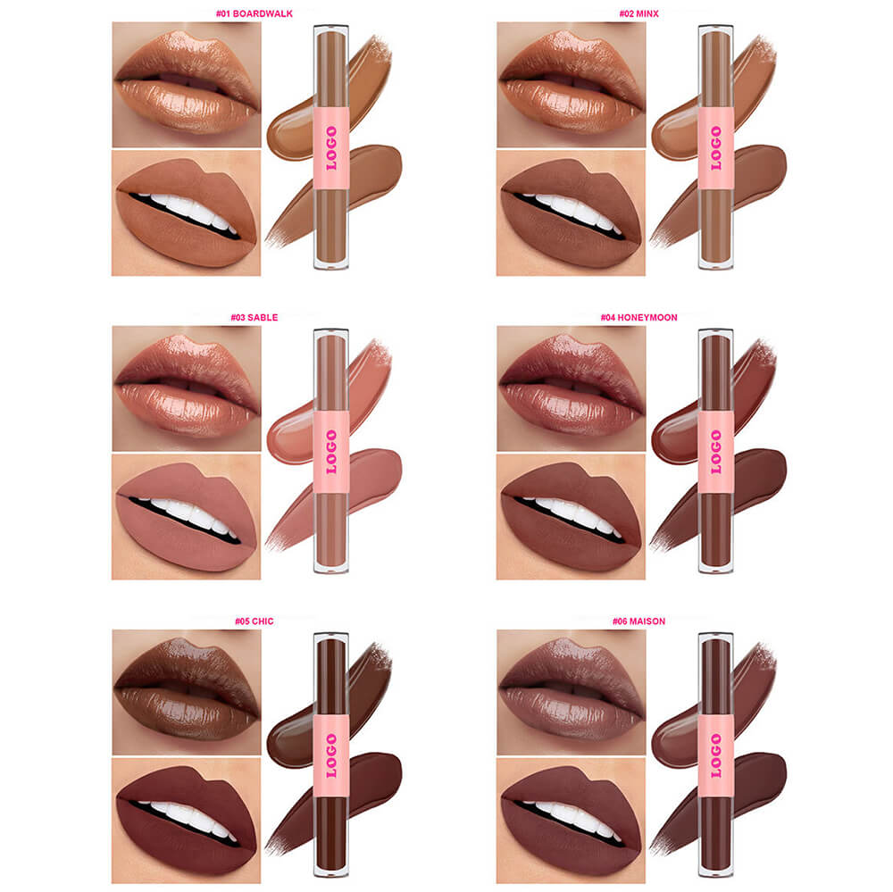 12 Color 2-In-1 Lip Gloss & Matte Liquid Lipstick Moisturizing Waterproof Vegan