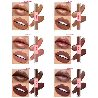 12 Color 2-In-1 Lip Gloss & Matte Liquid Lipstick Moisturizing Waterproof Vegan