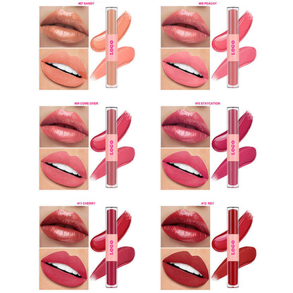 12 Color 2-In-1 Lip Gloss & Matte Liquid Lipstick Moisturizing Waterproof Vegan