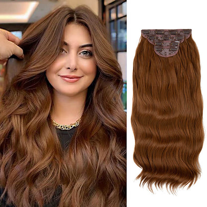 Hair extensions clip in hair four-piece wig set hair clips curly fiber 22 inch