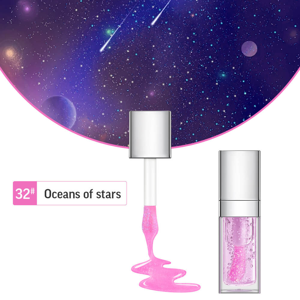 48 Colors Lip Oil Fruit Lip Gloss Lip Plumping Oil Vegan Moisturizing Silver-Plated Tube