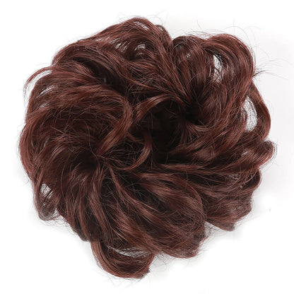 Curly hair buns wigs ball head wigs elastic hair buns flower