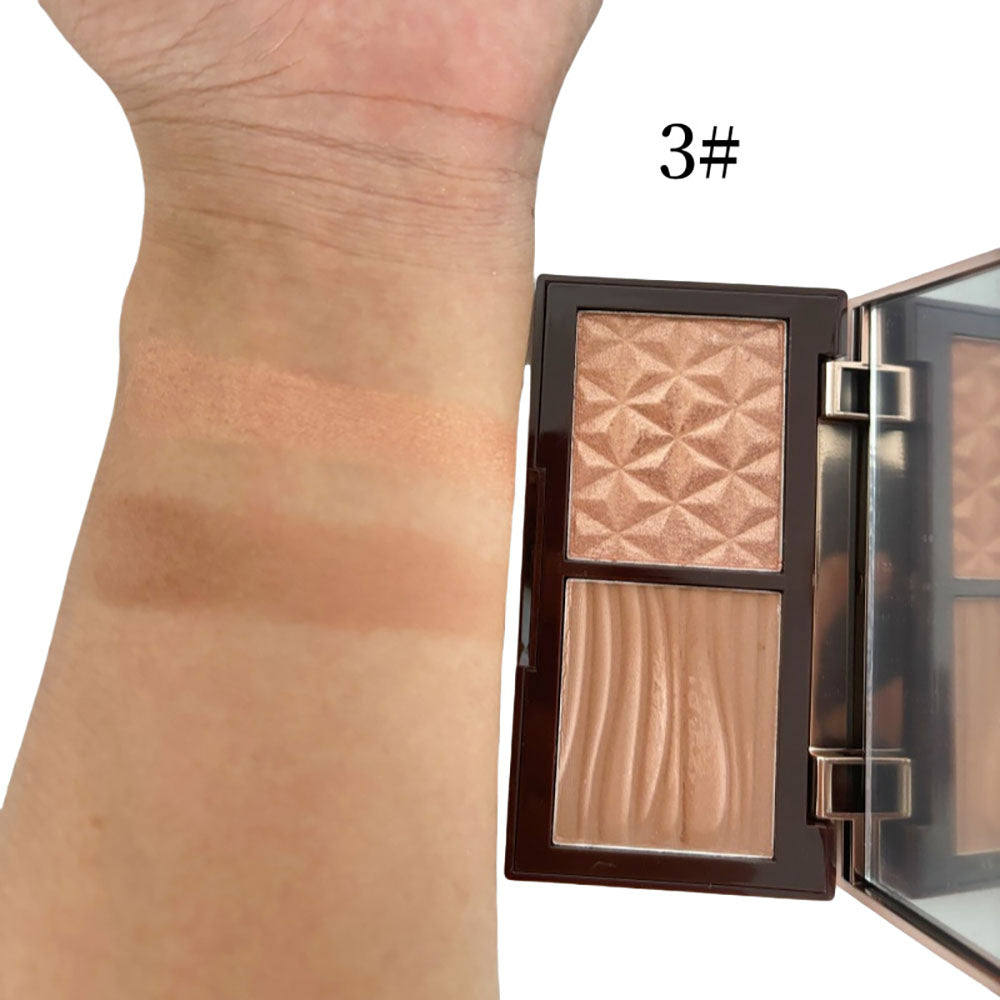 5 Color 2-In-1 Contour Highlighter Blush Palette Pearlescent Powder Vegan