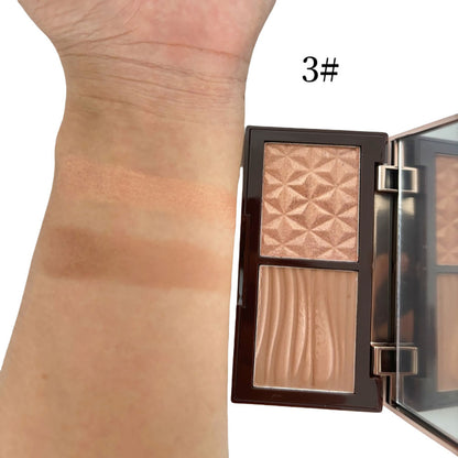 5 Color 2-In-1 Contour Highlighter Blush Palette Pearlescent Powder Vegan