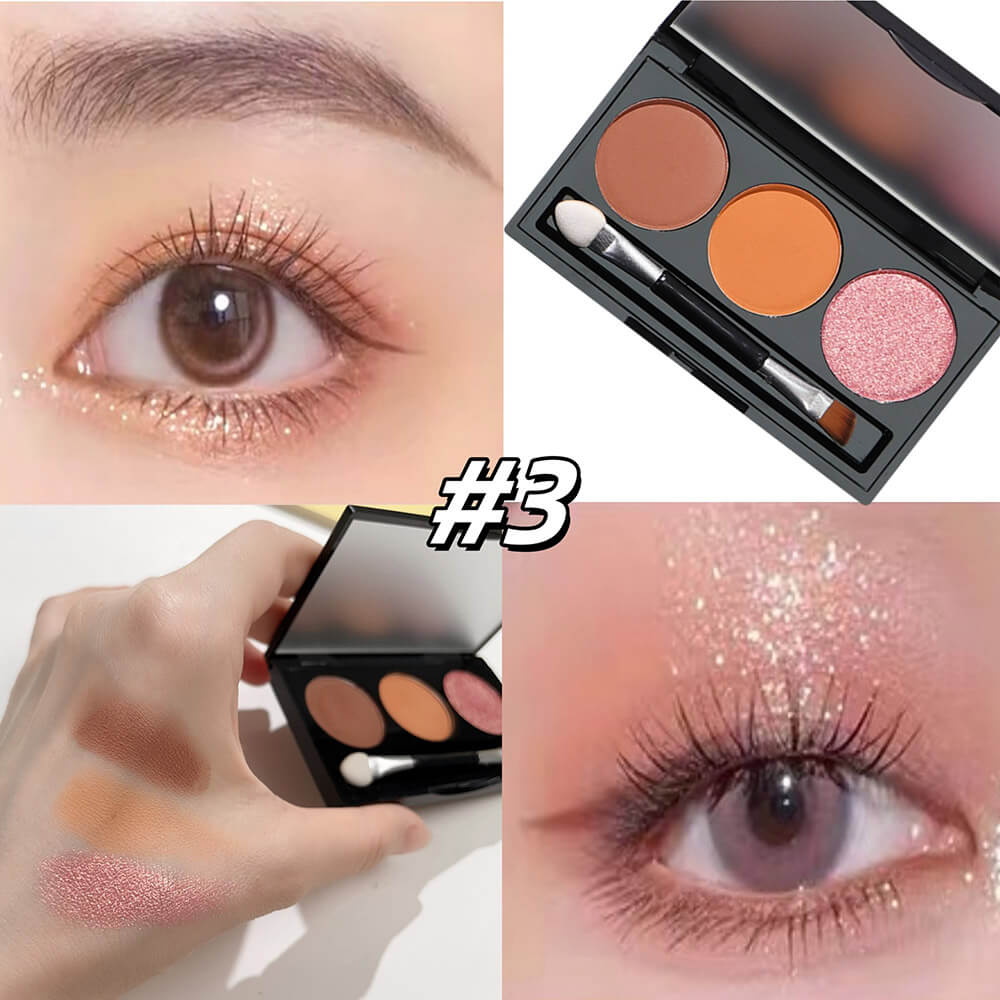 3-Color Matte Eyeshadow Palette Powder Waterproof High Pigment With Brush