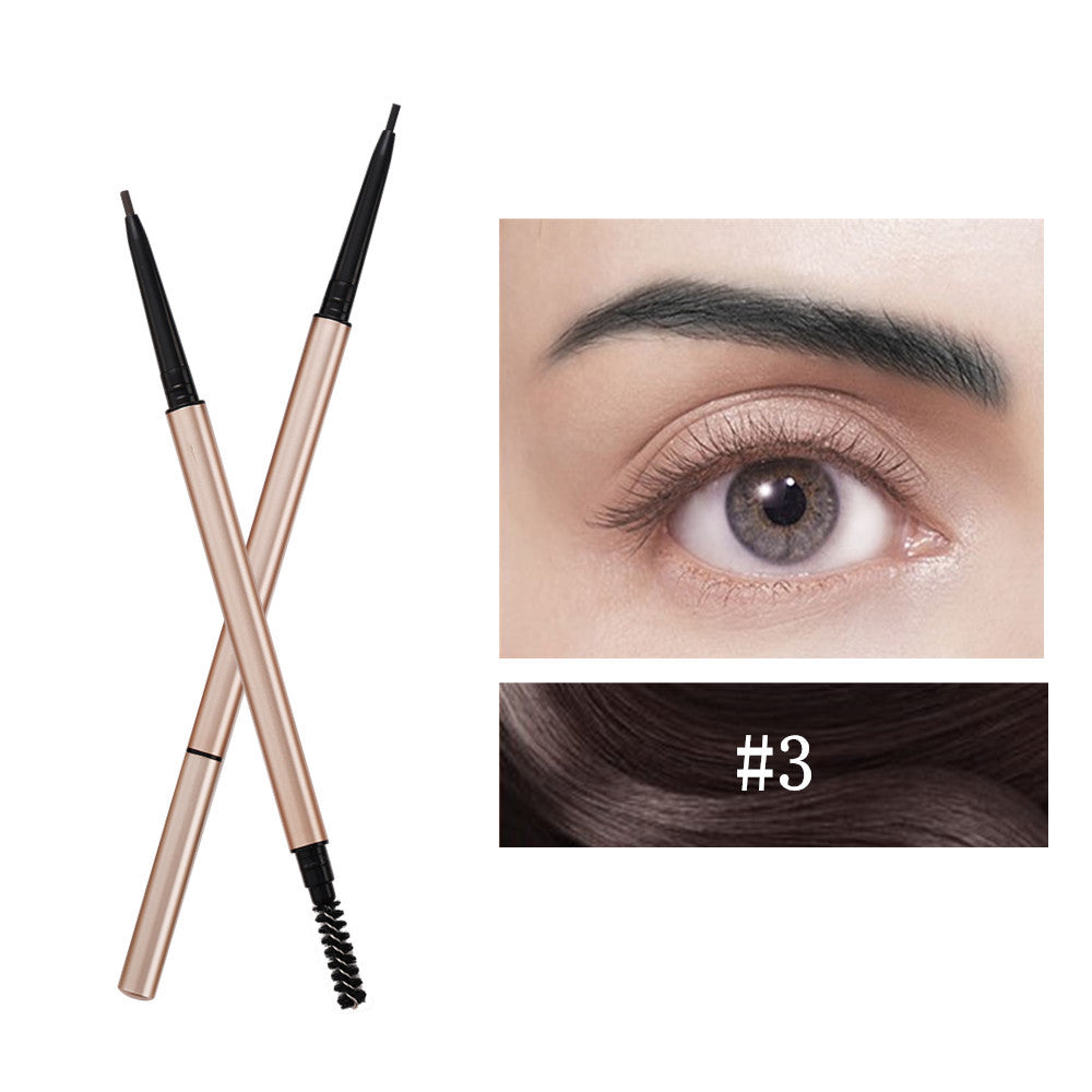 7 Color Slim Eyebrow Pencil Brow Pen Long Lasting Waterproof Gold Tube