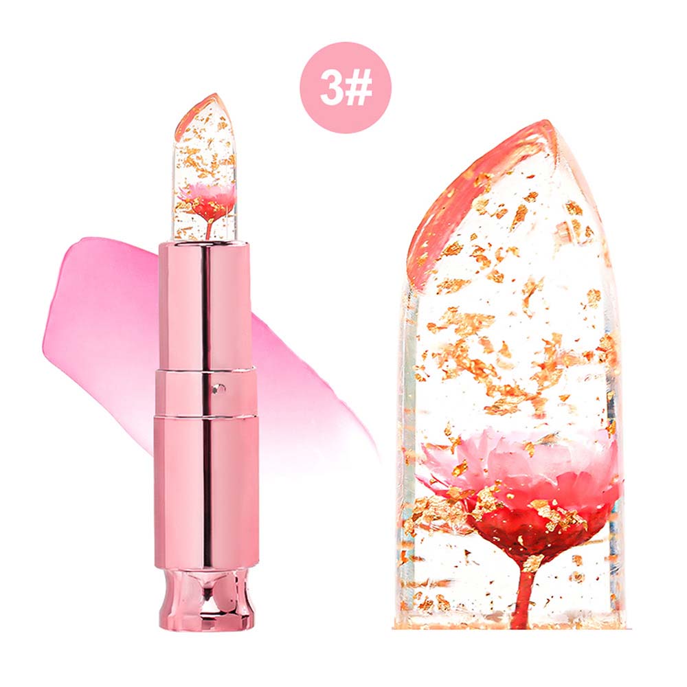 5 Color Flower Lip Balm Temperature Change Color Lipstick Vegan No Logo