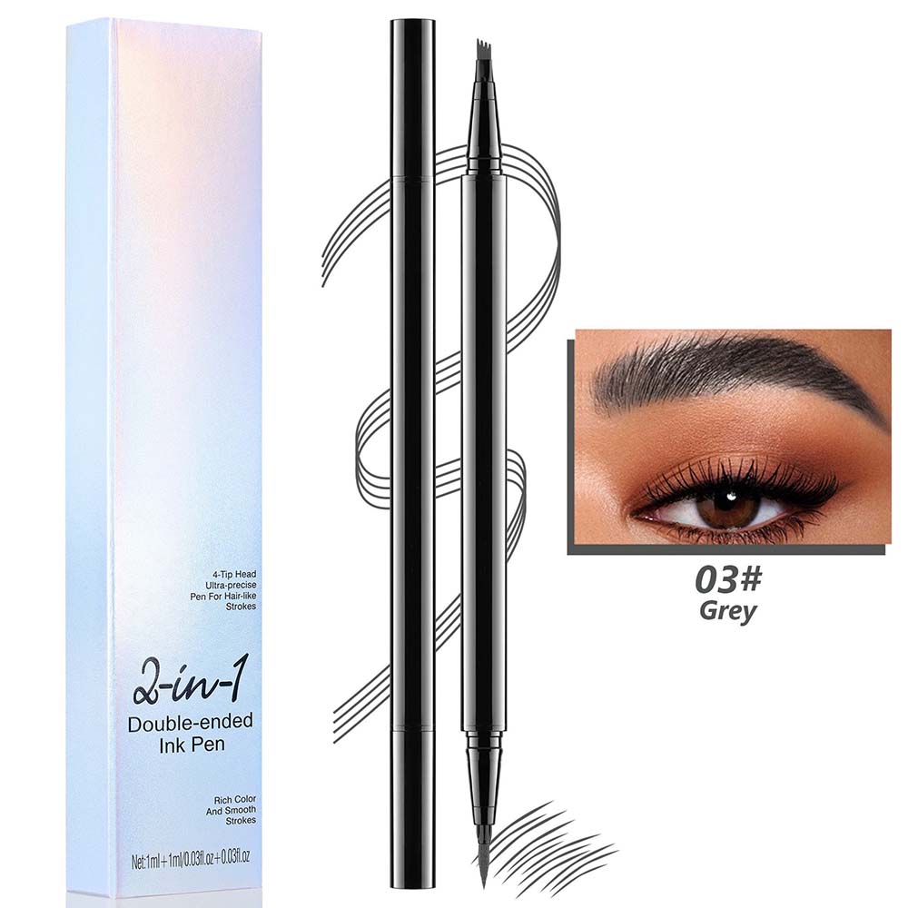 4 Color 2 In 1 Four-Pronged 4D Eyebrow Pencil Ultra-Fine Liquid Eyeliner Waterproof
