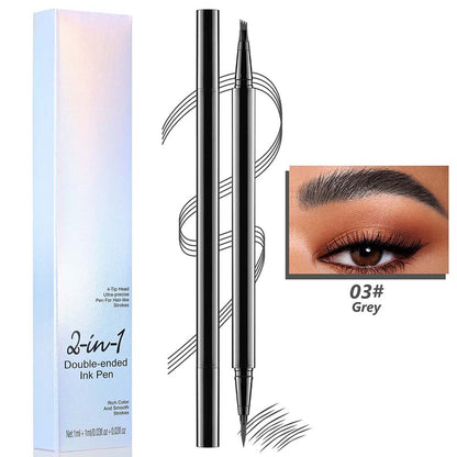 4 Color 2 In 1 Four-Pronged 4D Eyebrow Pencil Ultra-Fine Liquid Eyeliner Waterproof
