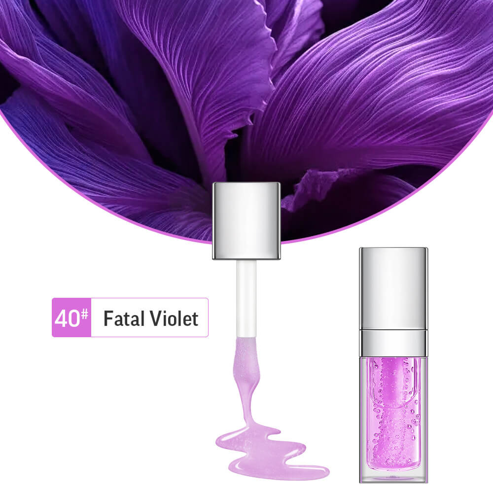 48 Colors Lip Oil Fruit Lip Gloss Lip Plumping Oil Vegan Moisturizing Silver-Plated Tube