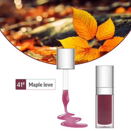 48 Colors Lip Oil Fruit Lip Gloss Lip Plumping Oil Vegan Moisturizing Silver-Plated Tube