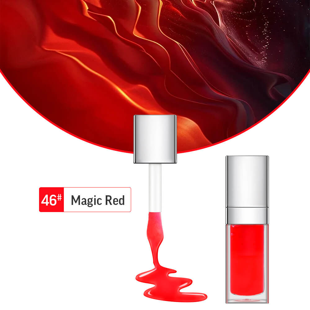 48 Colors Lip Oil Fruit Lip Gloss Lip Plumping Oil Vegan Moisturizing Silver-Plated Tube