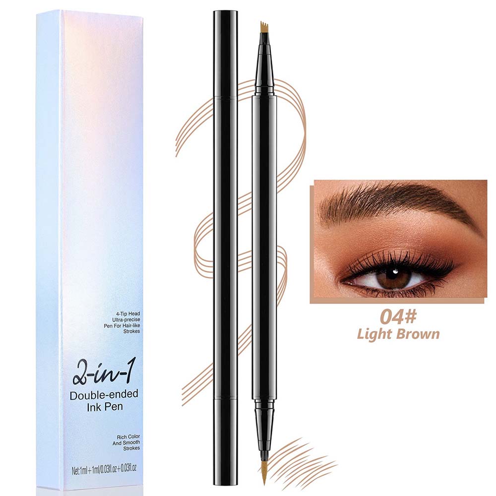 4 Color 2 In 1 Four-Pronged 4D Eyebrow Pencil Ultra-Fine Liquid Eyeliner Waterproof