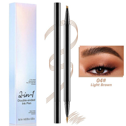 4 Color 2 In 1 Four-Pronged 4D Eyebrow Pencil Ultra-Fine Liquid Eyeliner Waterproof