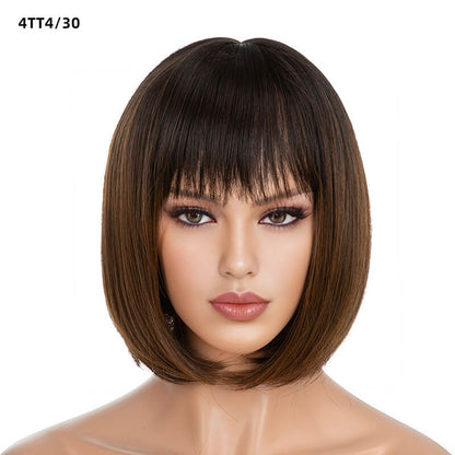 Wigs short straight hair bobo head air bangs whole wig headgear