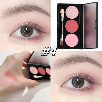 3-Color Matte Eyeshadow Palette Powder Waterproof High Pigment With Brush