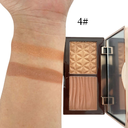 5 Color 2-In-1 Contour Highlighter Blush Palette Pearlescent Powder Vegan
