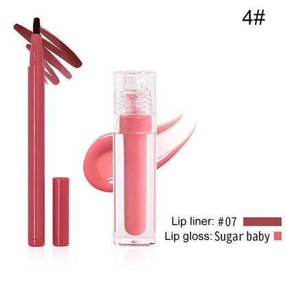 8-Color Lip Liner & Lip Glaze Set High-Shine Long-Lasting Vegan Lip Duo Kit