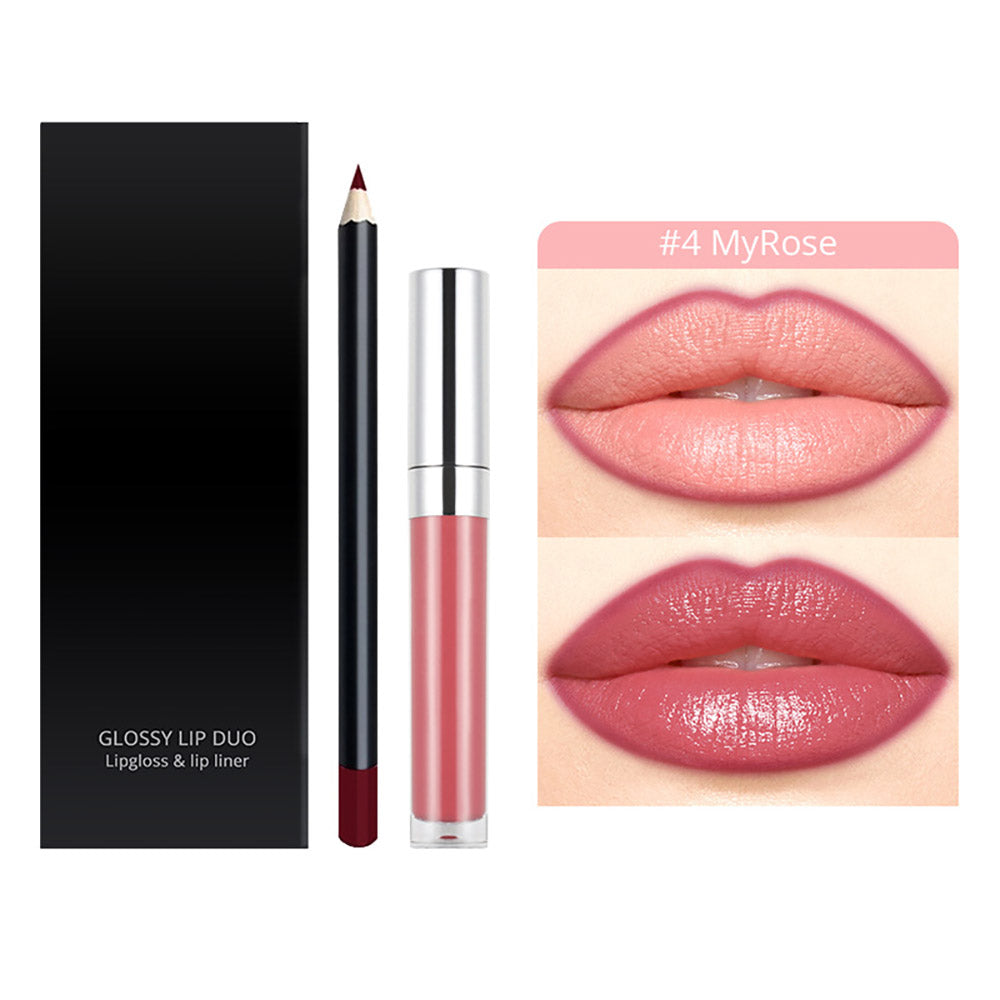 20-Color LIP DUO Set Nude Lip Gloss & Lip Liner Kit High Pigment Moisturizing