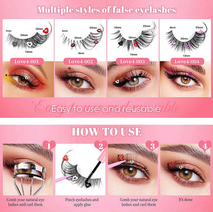 4 pairs eyelash false eyelashes mink hair lash natural reusable