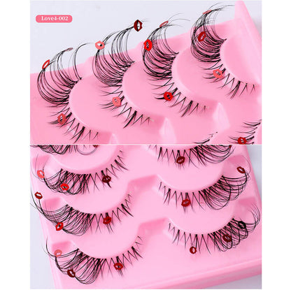 4 pairs eyelash false eyelashes mink hair lash natural reusable
