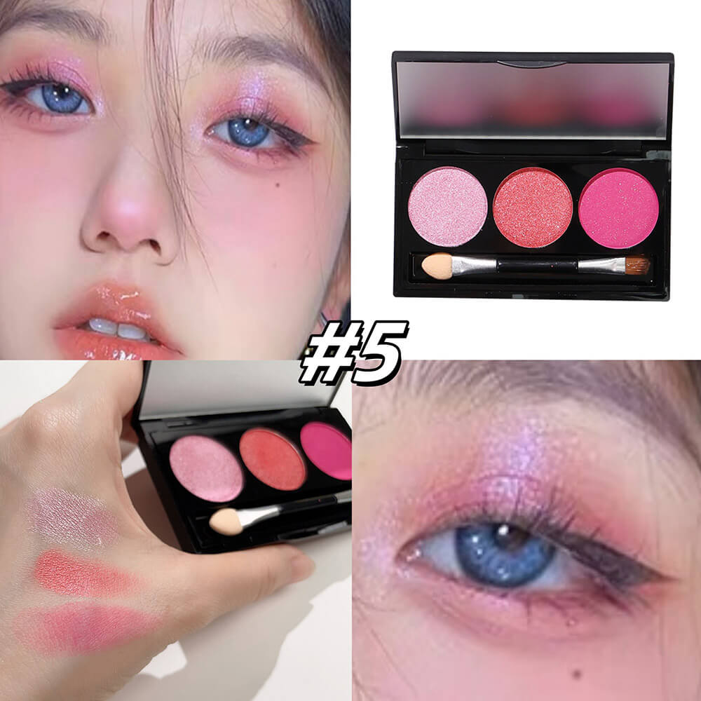 3-Color Matte Eyeshadow Palette Powder Waterproof High Pigment With Brush