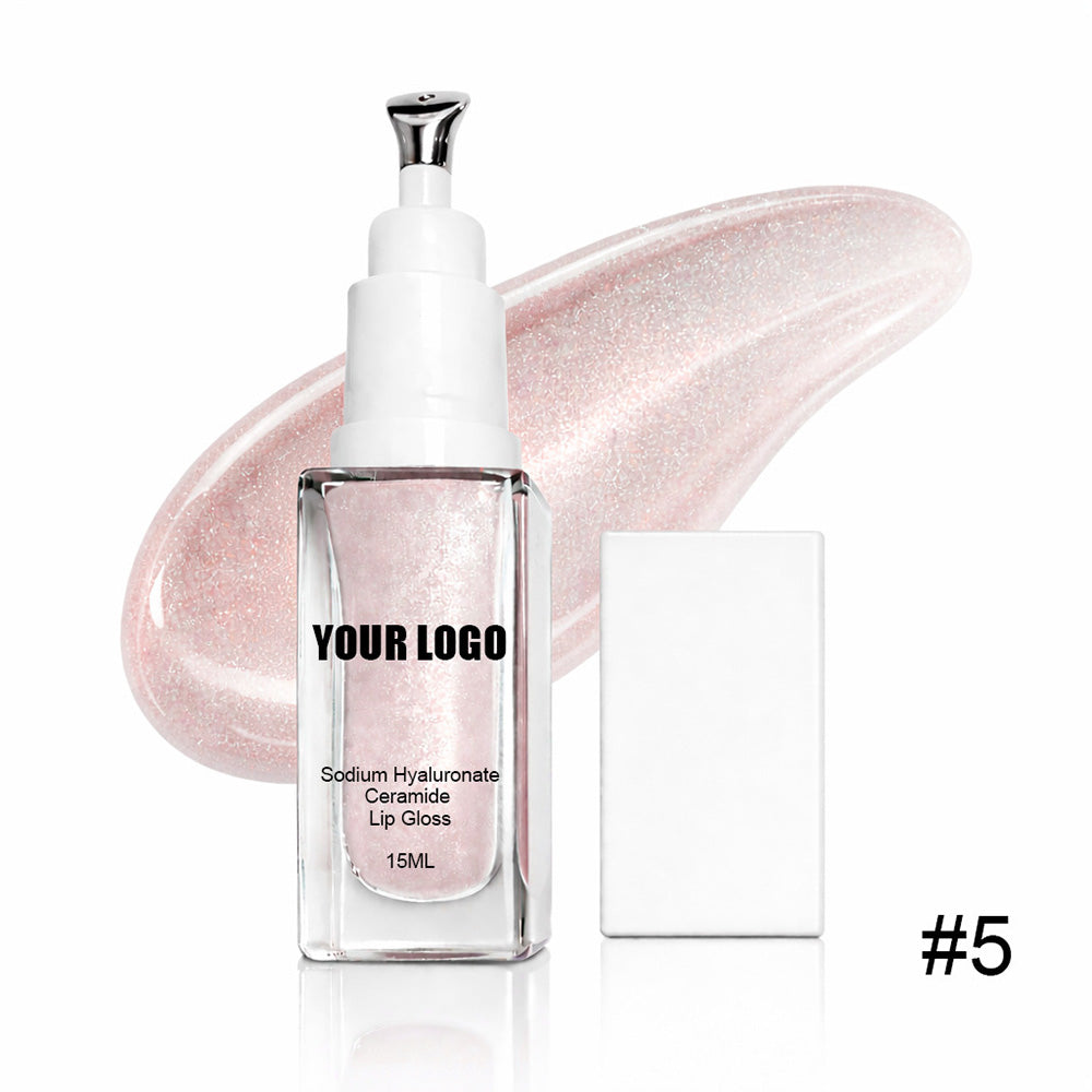5-color Hyaluronic Acid Lip Gloss Ceramide Moisturizing Massage Head 15ml