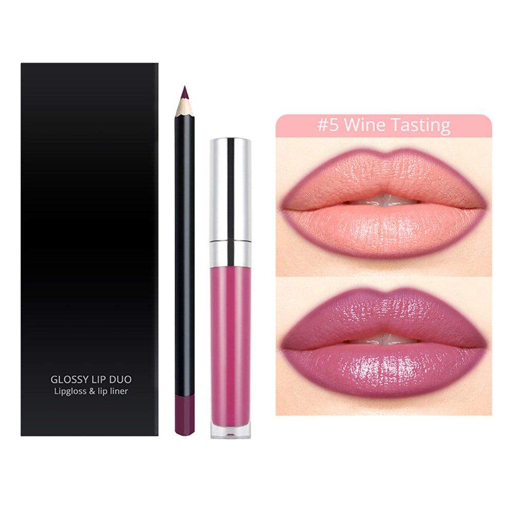 20-Color LIP DUO Set Nude Lip Gloss & Lip Liner Kit High Pigment Moisturizing