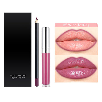 20-Color LIP DUO Set Nude Lip Gloss & Lip Liner Kit High Pigment Moisturizing