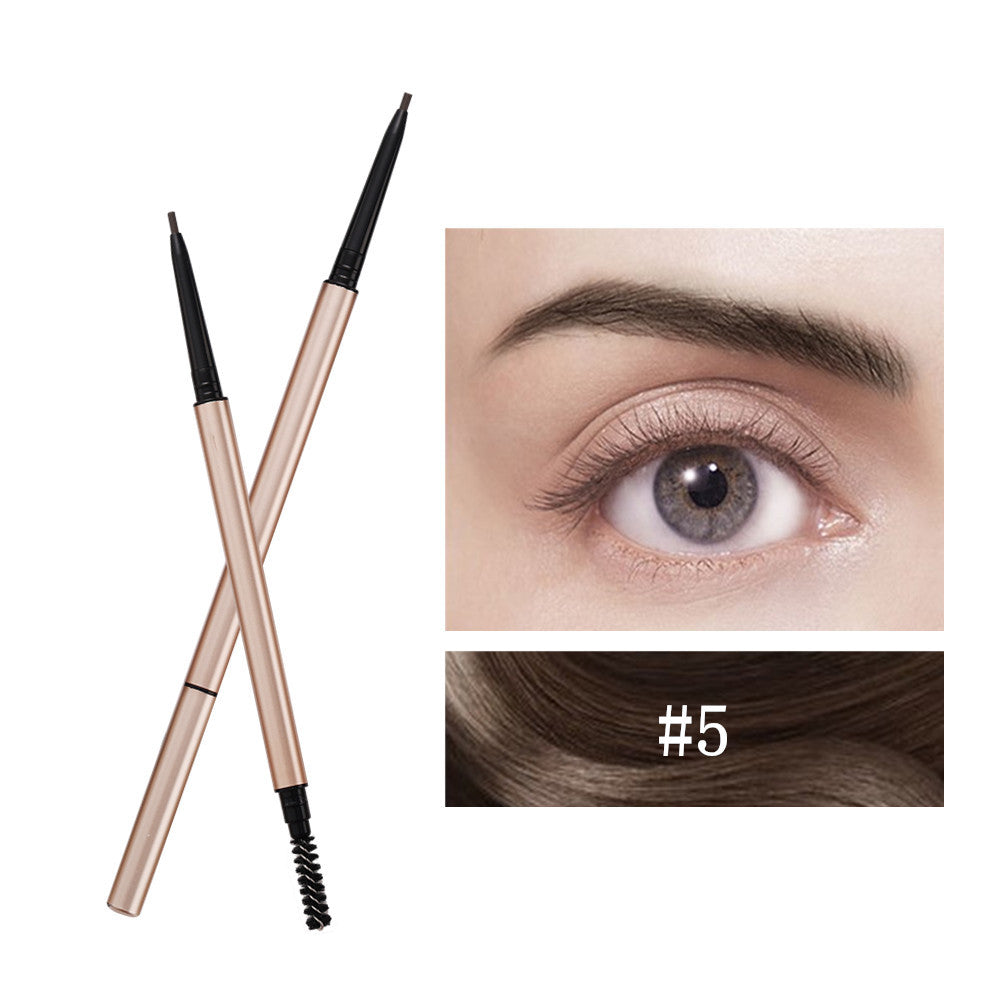 7 Color Slim Eyebrow Pencil Brow Pen Long Lasting Waterproof Gold Tube