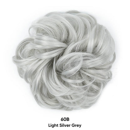 Curly hair buns wigs ball head wigs elastic hair buns flower
