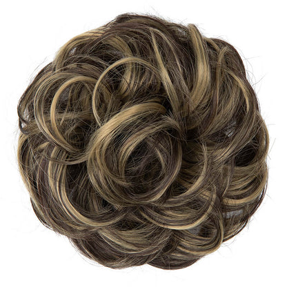 Curly hair buns wigs ball head wigs elastic hair buns flower