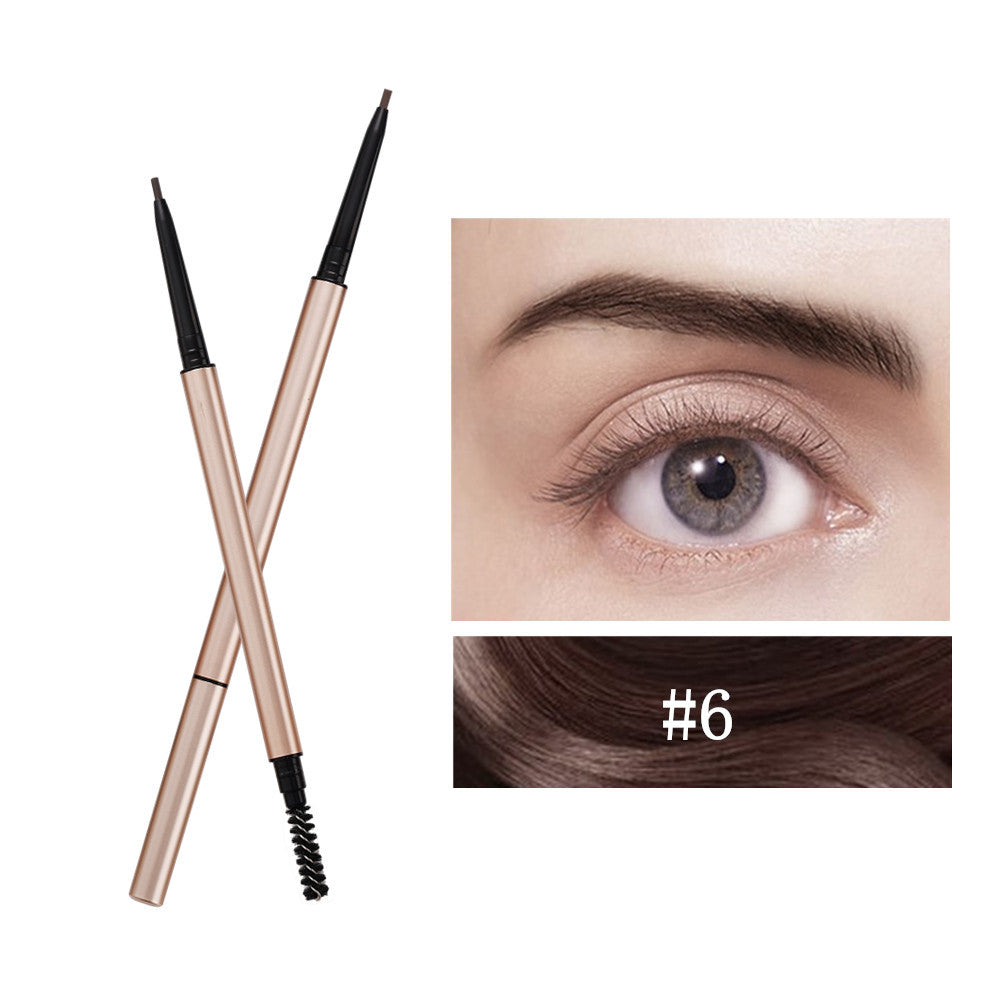 7 Color Slim Eyebrow Pencil Brow Pen Long Lasting Waterproof Gold Tube