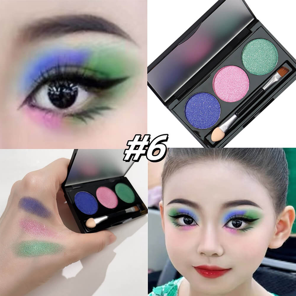 3-Color Matte Eyeshadow Palette Powder Waterproof High Pigment With Brush