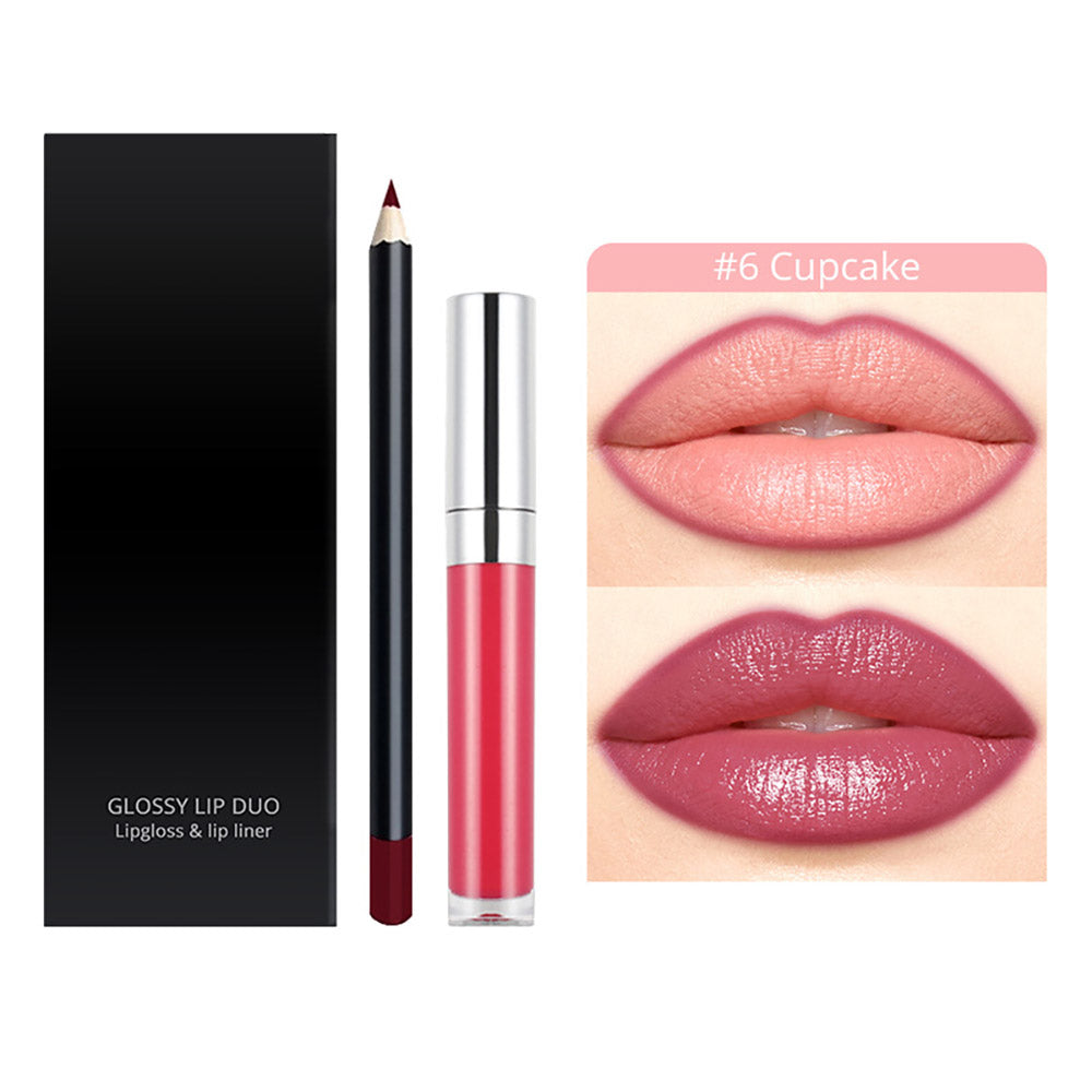 20-Color LIP DUO Set Nude Lip Gloss & Lip Liner Kit High Pigment Moisturizing