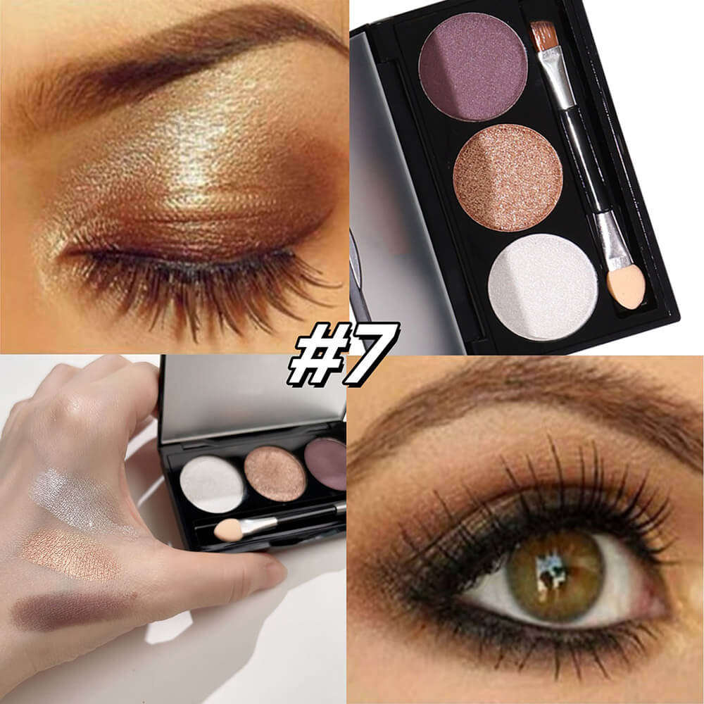 3-Color Matte Eyeshadow Palette Powder Waterproof High Pigment With Brush