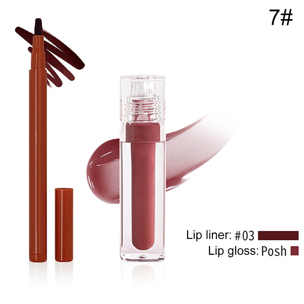 8-Color Lip Liner & Lip Glaze Set High-Shine Long-Lasting Vegan Lip Duo Kit
