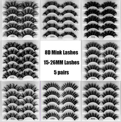 5 pairs 8D mink eyelash false lash fried hair multi-layer thick fluffy