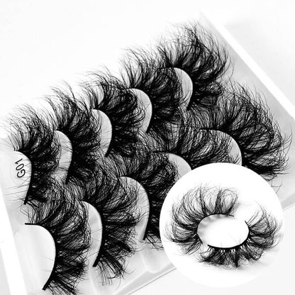 5 pairs 8D mink eyelash false lash fried hair multi-layer thick fluffy