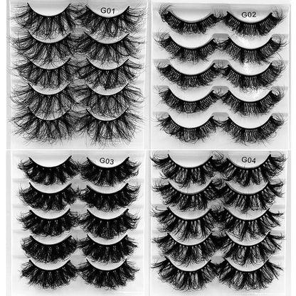 5 pairs 8D mink eyelash false lash fried hair multi-layer thick fluffy