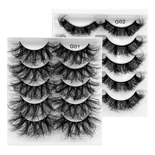 5 pairs 8D mink eyelash false lash fried hair multi-layer thick fluffy