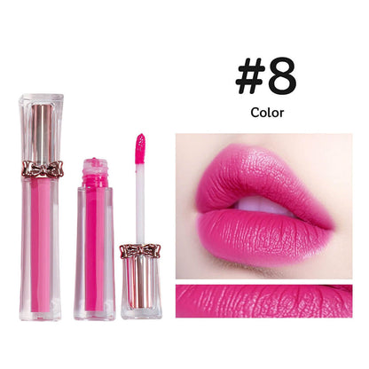 20-Color Matte Liquid Lipstick Non-sticky Lip Mud Waterproof Bow-Knot Tube